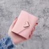 Women Heart Hasp Short Wallet Simple Multifunctional Folding Purse Card Holder Cute Fashion Clutch Bag Girls Money Bag
